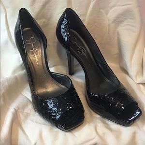 Jessica Simpson Patent Leather Peep Toe Pumps
